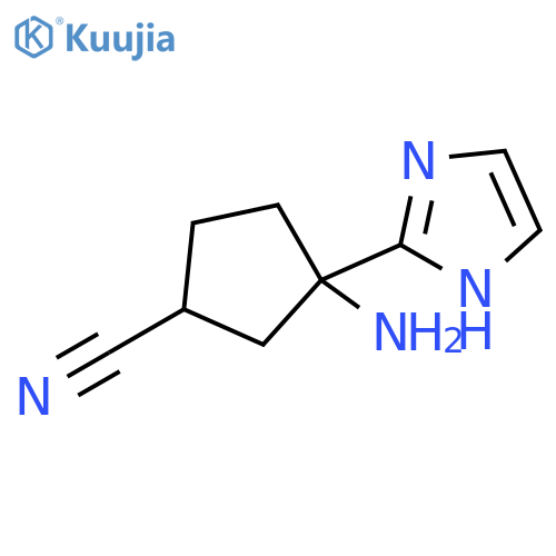 3-amino-3-(1H-imidazol-2-yl)cyclopentane-1-carbonitrile structure