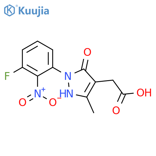 1H-Pyrazole-4-acetic acid, 1-(3-fluoro-2-nitrophenyl)-2,5-dihydro-3-methyl-5-oxo- structure