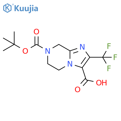 7-(tert-butoxy)carbonyl-2-(trifluoromethyl)-5H,6H,7H,8H-imidazo1,2-apyrazine-3-carboxylic acid structure