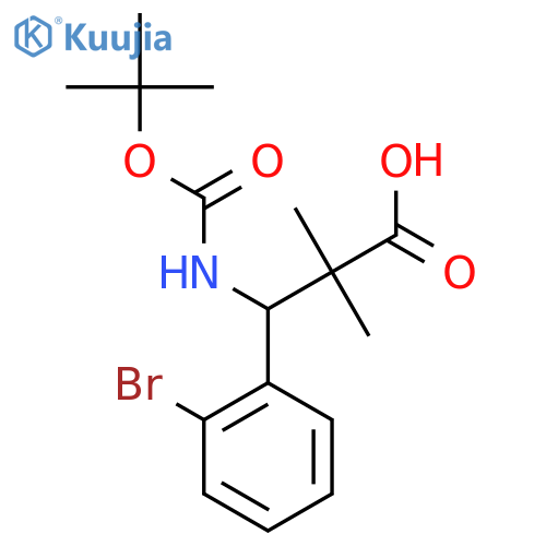 3-(2-bromophenyl)-3-{(tert-butoxy)carbonylamino}-2,2-dimethylpropanoic acid structure