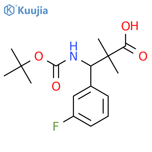 3-{(tert-butoxy)carbonylamino}-3-(3-fluorophenyl)-2,2-dimethylpropanoic acid structure