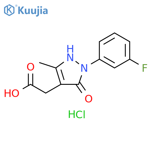 2-2-(3-fluorophenyl)-5-methyl-3-oxo-2,3-dihydro-1H-pyrazol-4-ylacetic acid hydrochloride structure