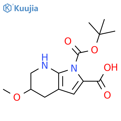 1-(tert-butoxy)carbonyl-5-methoxy-1H,4H,5H,6H,7H-pyrrolo2,3-bpyridine-2-carboxylic acid structure