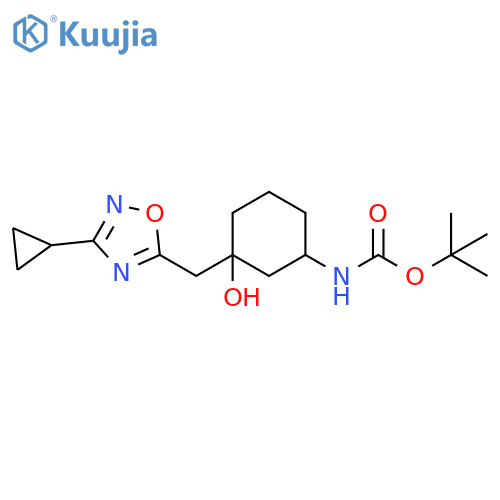 tert-butyl N-{3-(3-cyclopropyl-1,2,4-oxadiazol-5-yl)methyl-3-hydroxycyclohexyl}carbamate structure