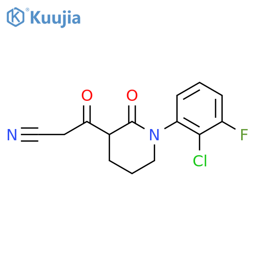 3-1-(2-chloro-3-fluorophenyl)-2-oxopiperidin-3-yl-3-oxopropanenitrile structure