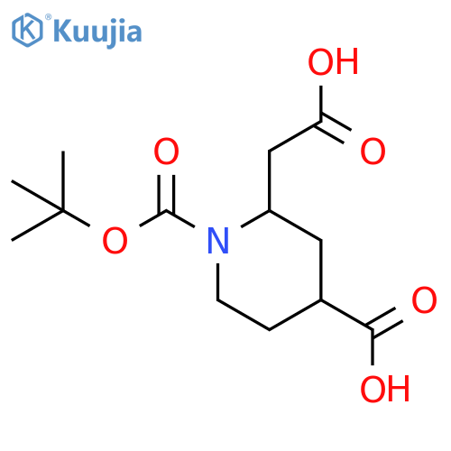 1-(tert-butoxy)carbonyl-2-(carboxymethyl)piperidine-4-carboxylic acid structure