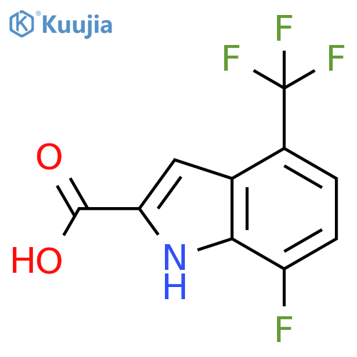 7-fluoro-4-(trifluoromethyl)-1H-indole-2-carboxylic acid structure