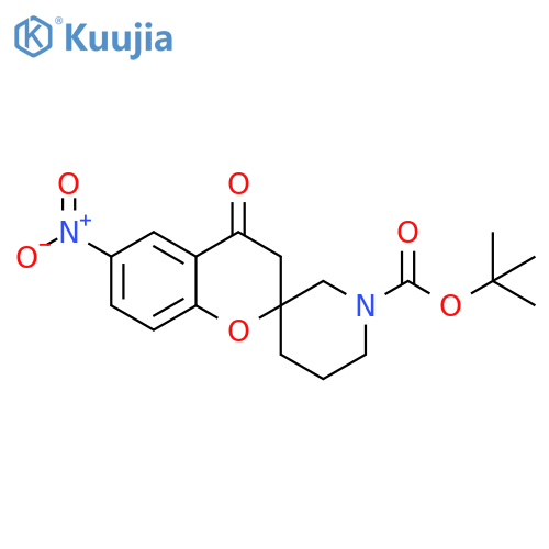 tert-butyl 6-nitro-4-oxo-3,4-dihydrospiro1-benzopyran-2,3'-piperidine-1'-carboxylate structure