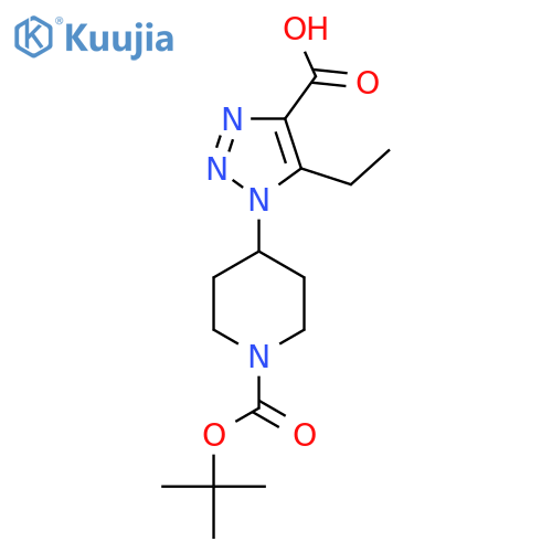 1-{1-(tert-butoxy)carbonylpiperidin-4-yl}-5-ethyl-1H-1,2,3-triazole-4-carboxylic acid structure