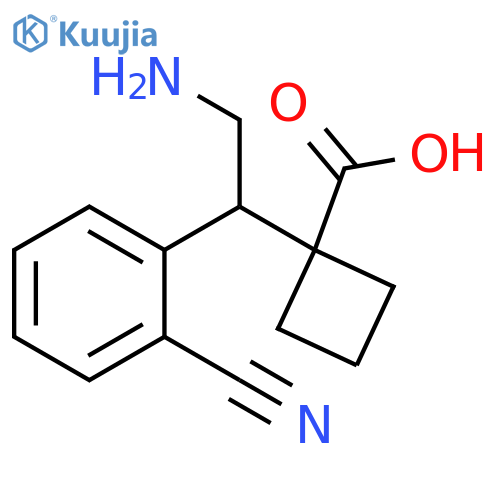 1-2-amino-1-(2-cyanophenyl)ethylcyclobutane-1-carboxylic acid structure