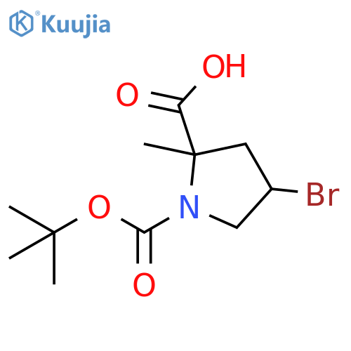 4-bromo-1-(tert-butoxy)carbonyl-2-methylpyrrolidine-2-carboxylic acid structure