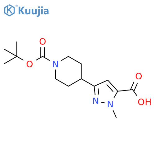 3-{1-(tert-butoxy)carbonylpiperidin-4-yl}-1-methyl-1H-pyrazole-5-carboxylic acid structure