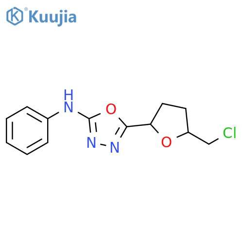 5-5-(chloromethyl)oxolan-2-yl-N-phenyl-1,3,4-oxadiazol-2-amine structure