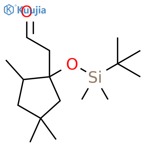2-{1-(tert-butyldimethylsilyl)oxy-2,4,4-trimethylcyclopentyl}acetaldehyde structure