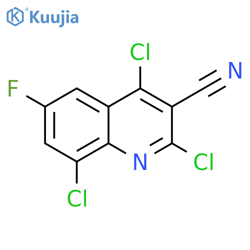 2,4,8-trichloro-6-fluoroquinoline-3-carbonitrile structure