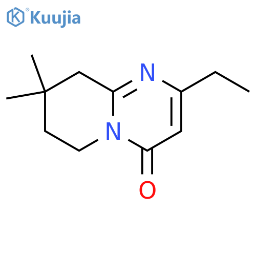 2-ethyl-8,8-dimethyl-4H,6H,7H,8H,9H-pyrido1,2-apyrimidin-4-one structure