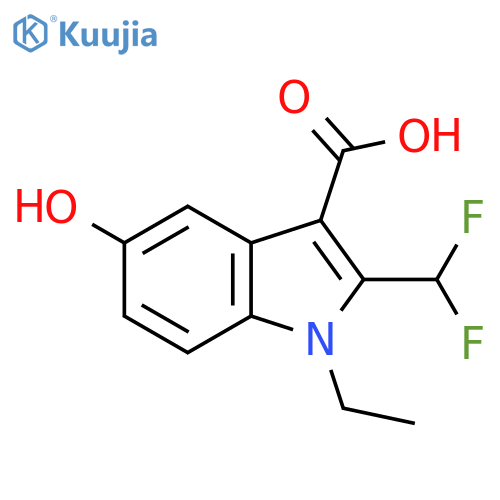 2-(difluoromethyl)-1-ethyl-5-hydroxy-1H-indole-3-carboxylic acid structure