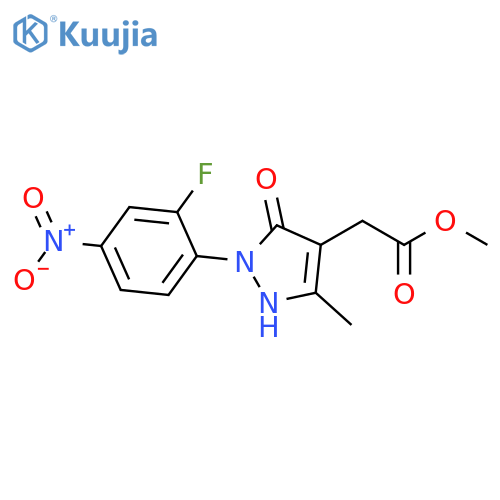1H-Pyrazole-4-acetic acid, 1-(2-fluoro-4-nitrophenyl)-2,5-dihydro-3-methyl-5-oxo-, methyl ester structure