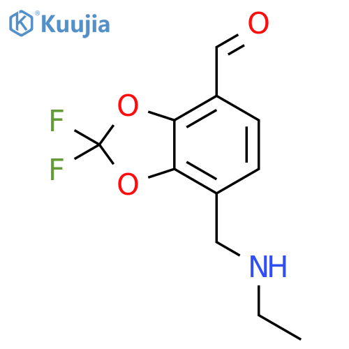 7-(ethylamino)methyl-2,2-difluoro-1,3-dioxaindane-4-carbaldehyde structure