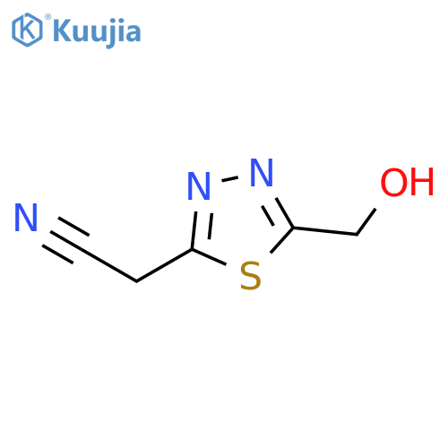 2-5-(hydroxymethyl)-1,3,4-thiadiazol-2-ylacetonitrile structure