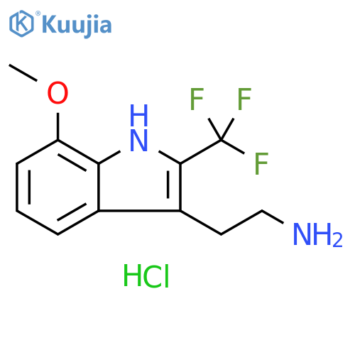 2-7-methoxy-2-(trifluoromethyl)-1H-indol-3-ylethan-1-amine hydrochloride structure