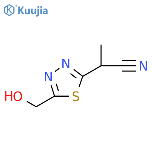 2-5-(hydroxymethyl)-1,3,4-thiadiazol-2-ylpropanenitrile structure