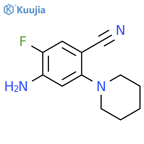 4-amino-5-fluoro-2-(piperidin-1-yl)benzonitrile structure