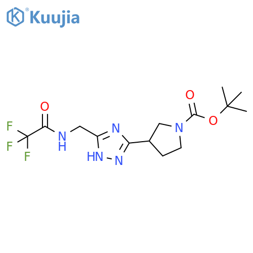 tert-butyl 3-{5-(trifluoroacetamido)methyl-1H-1,2,4-triazol-3-yl}pyrrolidine-1-carboxylate structure