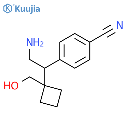 4-{2-amino-1-1-(hydroxymethyl)cyclobutylethyl}benzonitrile structure
