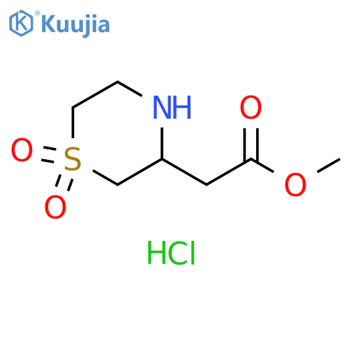 methyl 2-(1,1-dioxo-1lambda6-thiomorpholin-3-yl)acetate hydrochloride structure