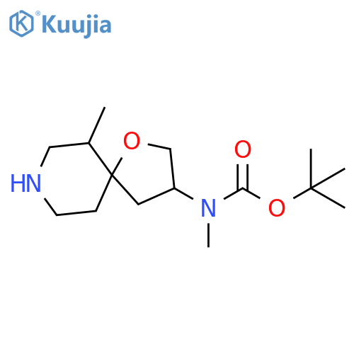 Carbamic acid, N-methyl-N-(6-methyl-1-oxa-8-azaspiro[4.5]dec-3-yl)-, 1,1-dimethylethyl ester structure