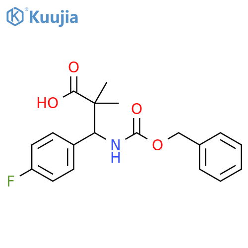 3-{(benzyloxy)carbonylamino}-3-(4-fluorophenyl)-2,2-dimethylpropanoic acid structure
