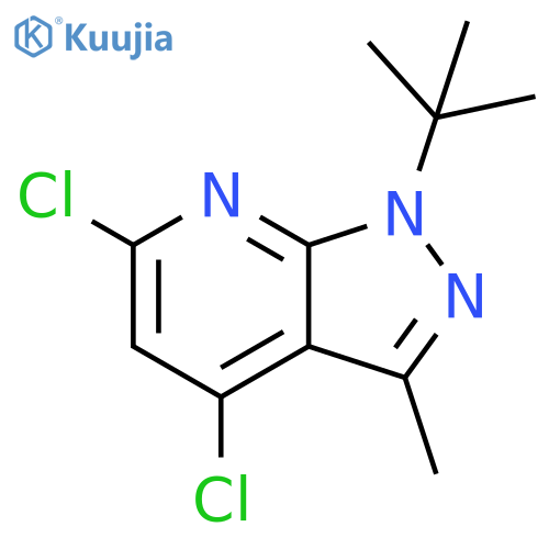 1-tert-butyl-4,6-dichloro-3-methyl-1H-pyrazolo3,4-bpyridine structure