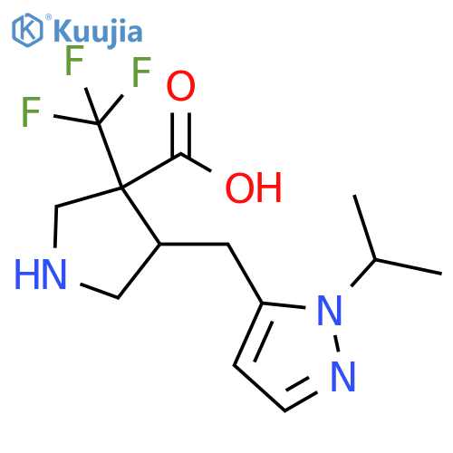 3-Pyrrolidinecarboxylic acid, 4-[[1-(1-methylethyl)-1H-pyrazol-5-yl]methyl]-3-(trifluoromethyl)- structure