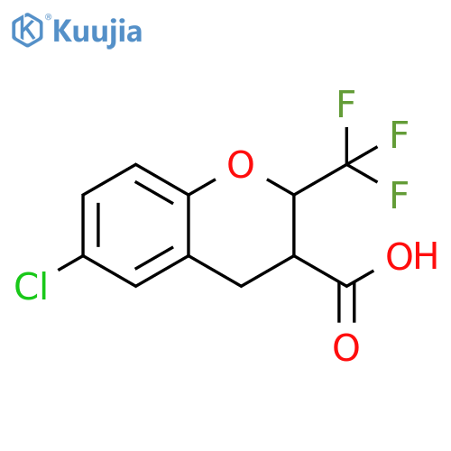 6-chloro-2-(trifluoromethyl)-3,4-dihydro-2H-1-benzopyran-3-carboxylic acid structure