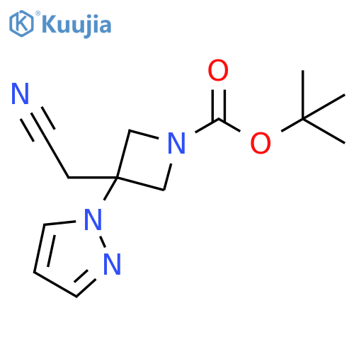 tert-butyl 3-(cyanomethyl)-3-(1H-pyrazol-1-yl)azetidine-1-carboxylate structure