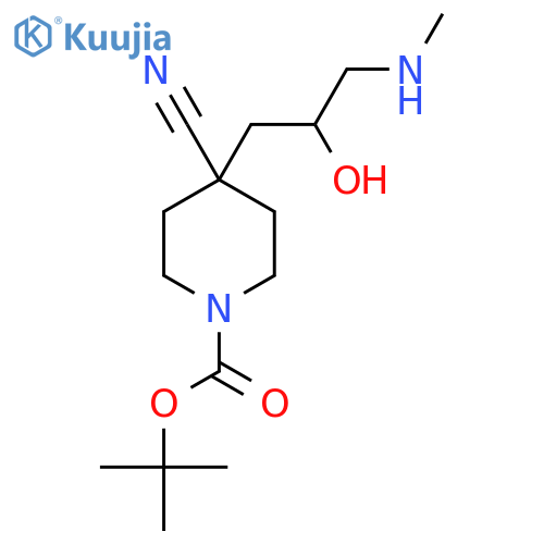 tert-butyl 4-cyano-4-2-hydroxy-3-(methylamino)propylpiperidine-1-carboxylate structure