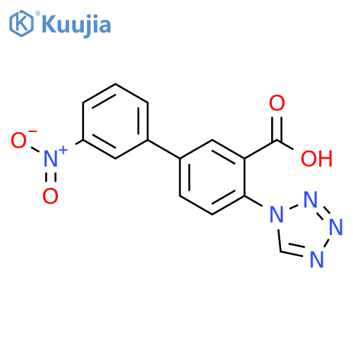 [1,1'-Biphenyl]-3-carboxylic acid, 3'-nitro-4-(1H-tetrazol-1-yl)- structure
