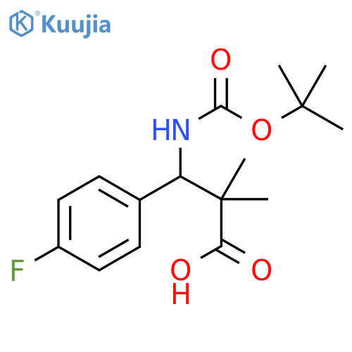 3-{(tert-butoxy)carbonylamino}-3-(4-fluorophenyl)-2,2-dimethylpropanoic acid structure