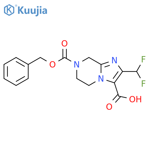 7-(benzyloxy)carbonyl-2-(difluoromethyl)-5H,6H,7H,8H-imidazo1,2-apyrazine-3-carboxylic acid structure