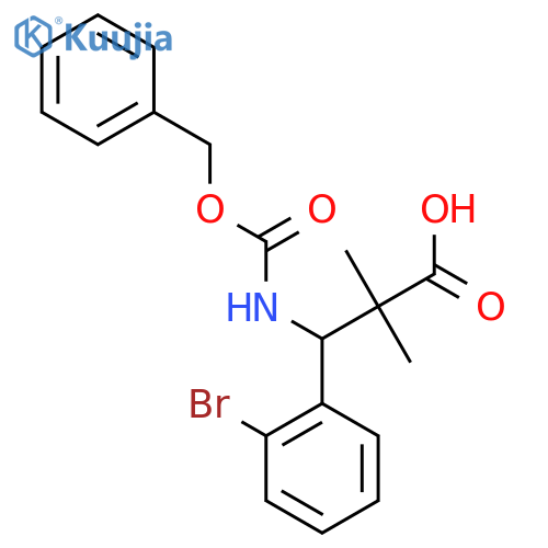 3-{(benzyloxy)carbonylamino}-3-(2-bromophenyl)-2,2-dimethylpropanoic acid structure