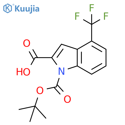 1-(tert-butoxy)carbonyl-4-(trifluoromethyl)-1H-indole-2-carboxylic acid structure