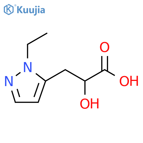 3-(1-ethyl-1H-pyrazol-5-yl)-2-hydroxypropanoic acid structure