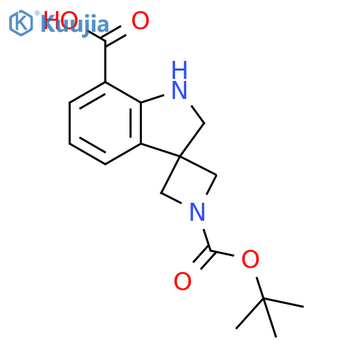 1-(tert-butoxy)carbonyl-1',2'-dihydrospiroazetidine-3,3'-indole-7'-carboxylic acid structure