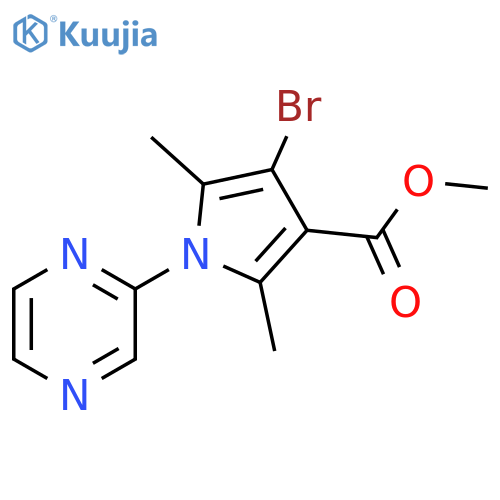 methyl 4-bromo-2,5-dimethyl-1-(pyrazin-2-yl)-1H-pyrrole-3-carboxylate structure