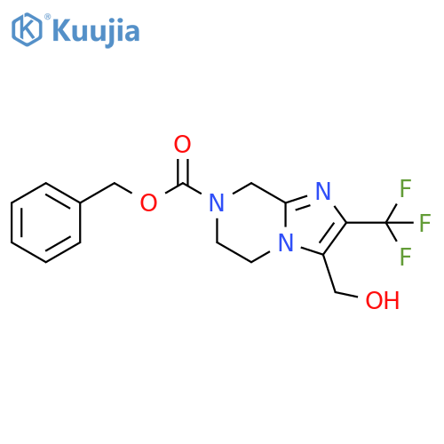 benzyl 3-(hydroxymethyl)-2-(trifluoromethyl)-5H,6H,7H,8H-imidazo1,2-apyrazine-7-carboxylate structure