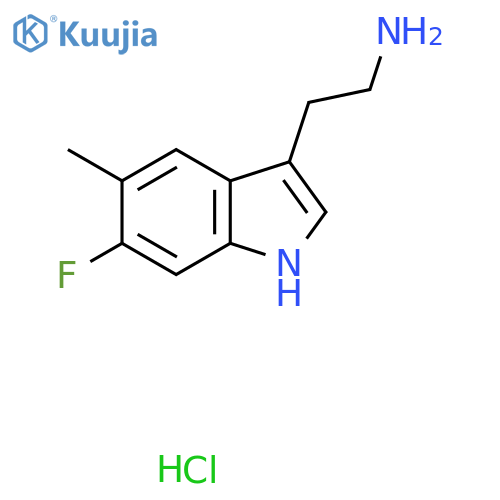 2-(6-fluoro-5-methyl-1H-indol-3-yl)ethan-1-amine hydrochloride structure