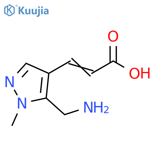 (2E)-3-5-(aminomethyl)-1-methyl-1H-pyrazol-4-ylprop-2-enoic acid structure