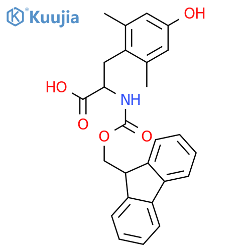(2S)-2-(9H-fluoren-9-ylmethoxycarbonylamino)-3-(4-hydroxy-2,6-dimethyl-phenyl)propanoic acid structure