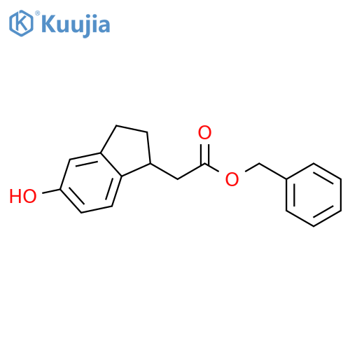 1H-Indene-1-acetic acid, 2,3-dihydro-5-hydroxy-, phenylmethyl ester structure